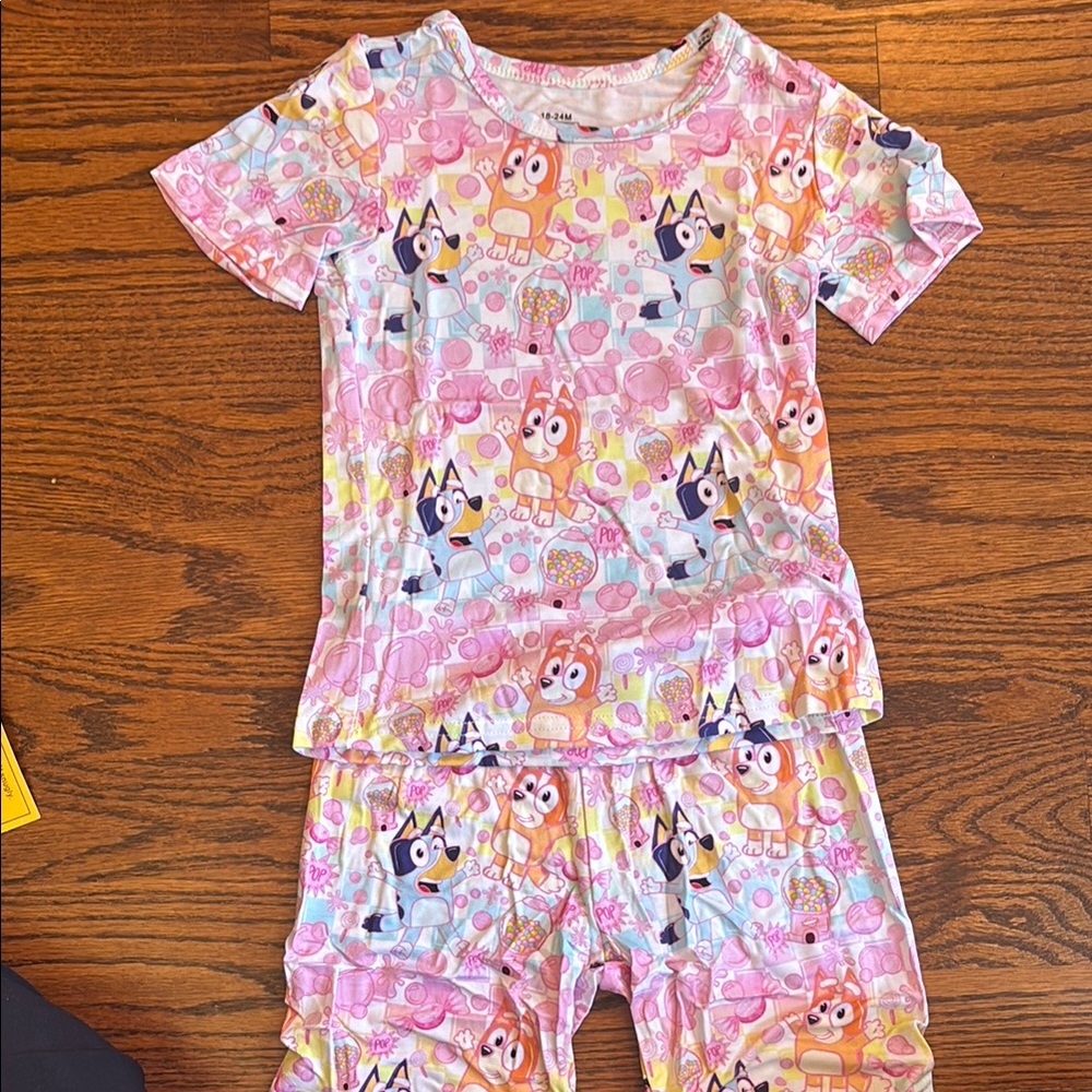 NWT Bluey gumball bamboo shortie set 18/24 months